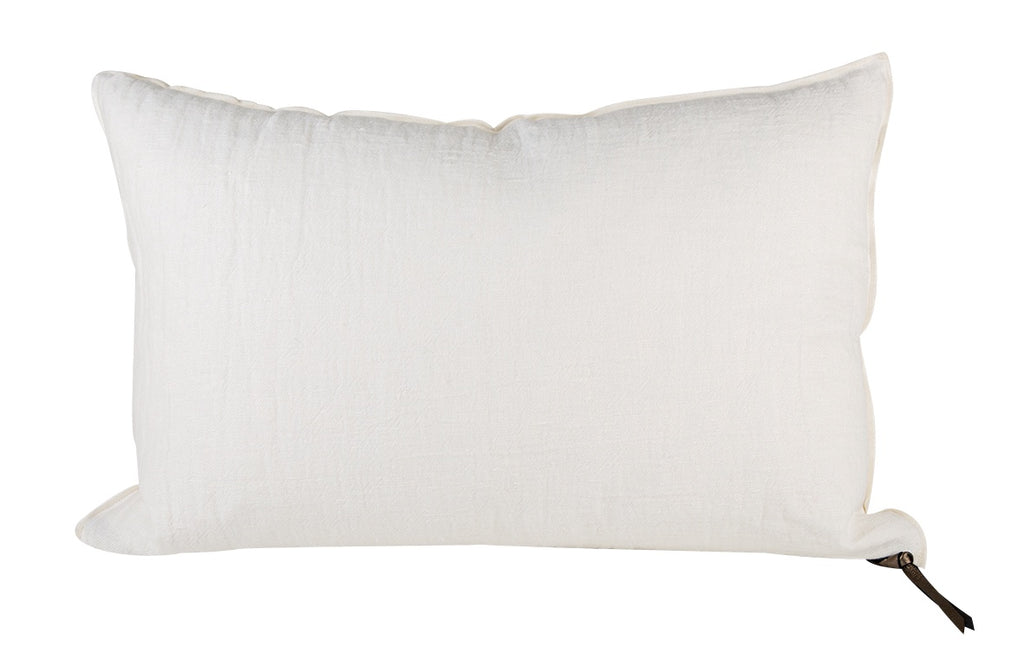 Vice Versa Crumpled Washed Linen Cushion with Insert - White/Ecru - 16"x24"