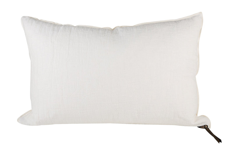 Vice Versa Crumpled Washed Linen Cushion with Insert - White/Ecru - 16"x24"
