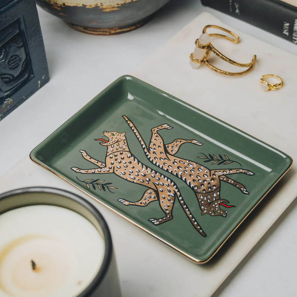 Duo Leopard Ceramic Tray