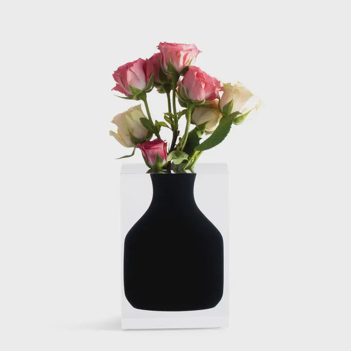 Hogan Bud Vase Soho Black 3.4x 3.4x 5.7”