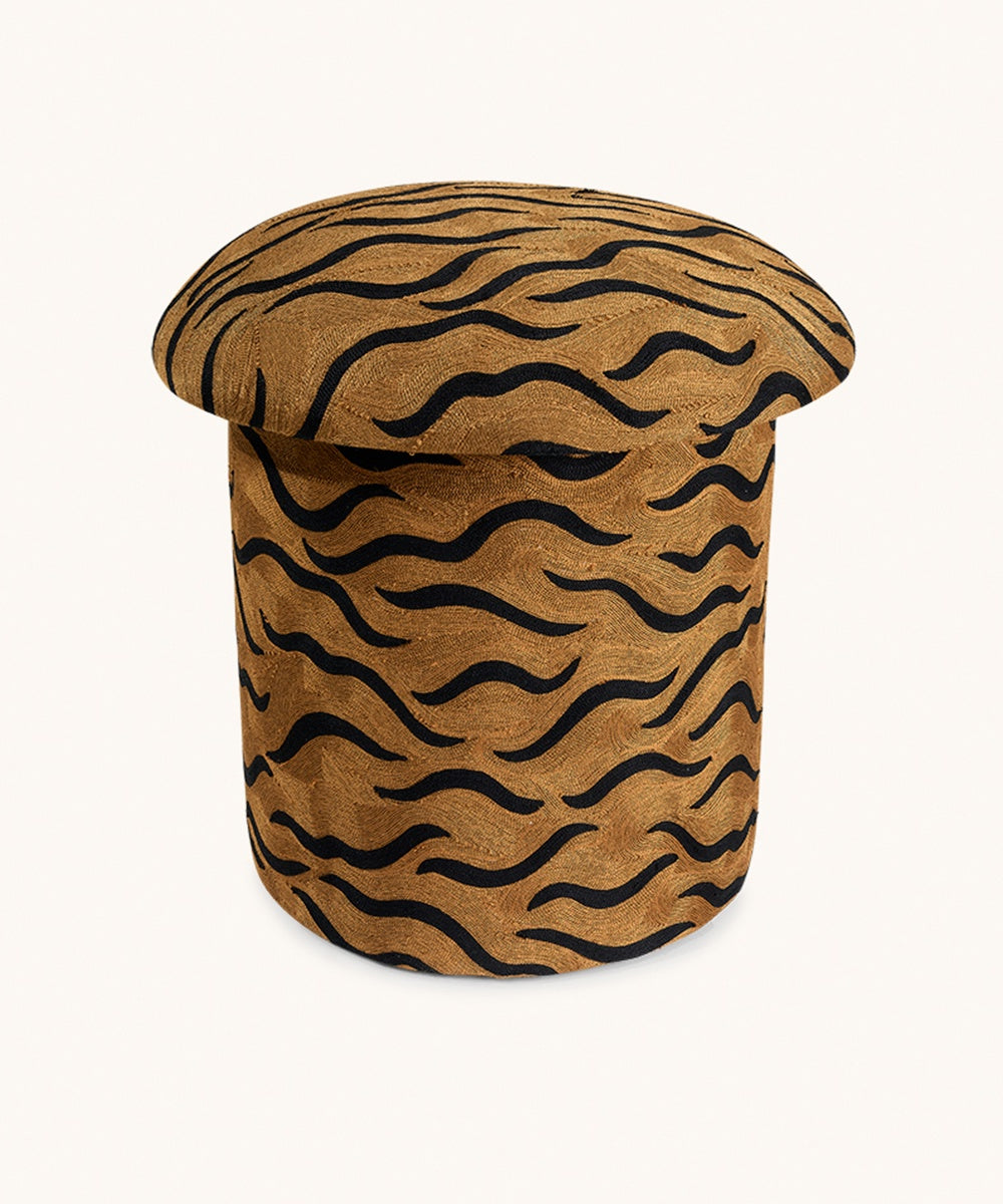 Shirley Tiger Embroidered Stool