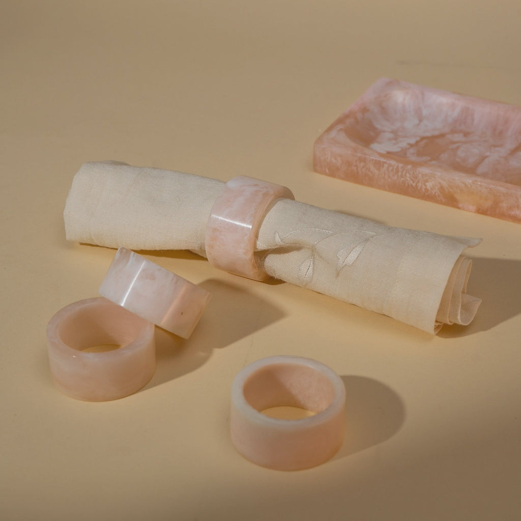Blush Resin Napkin Ring Set