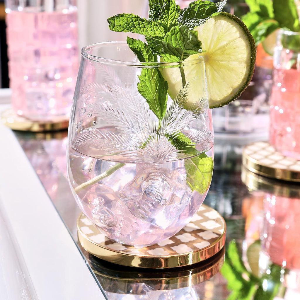 Palm Tree Stemless Wine Glass