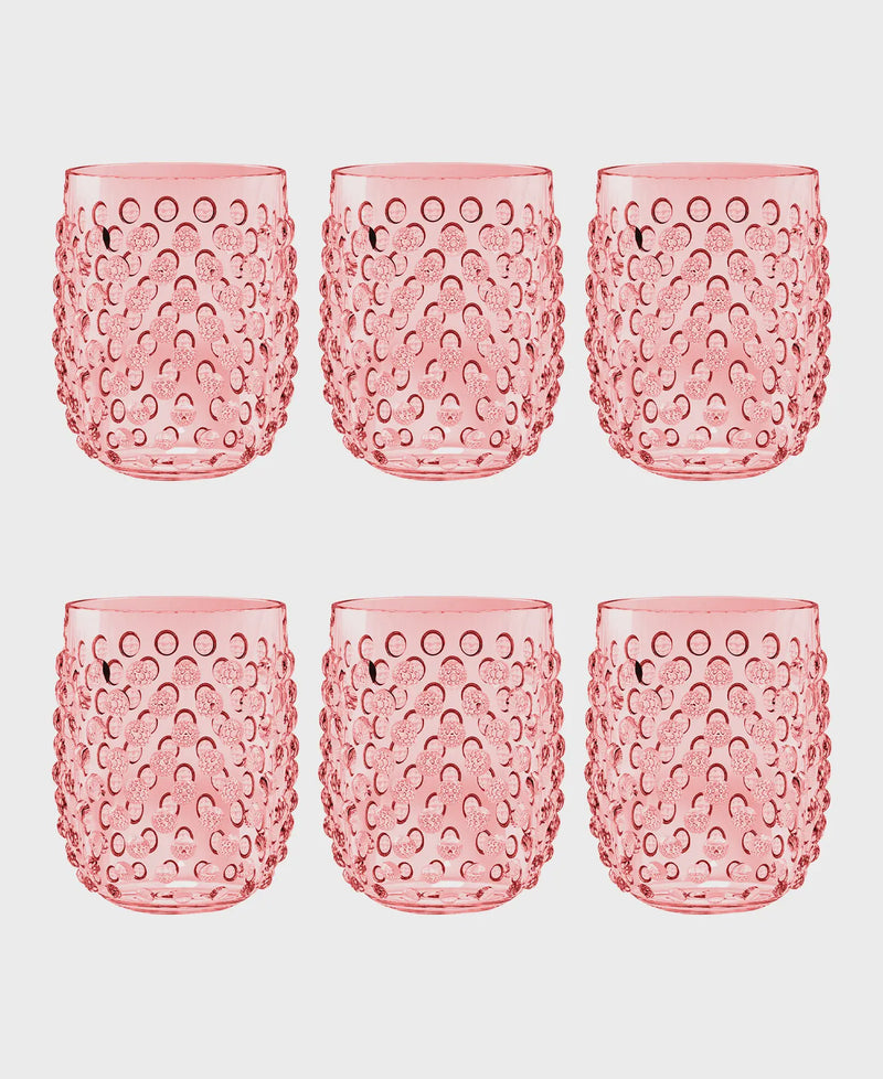 Hobnail Acrylic Stemless Glass- Pink