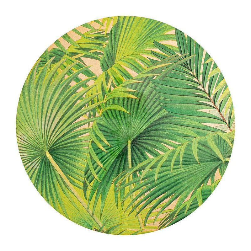Palm Fronds Round Lacquer Placemat in Gold