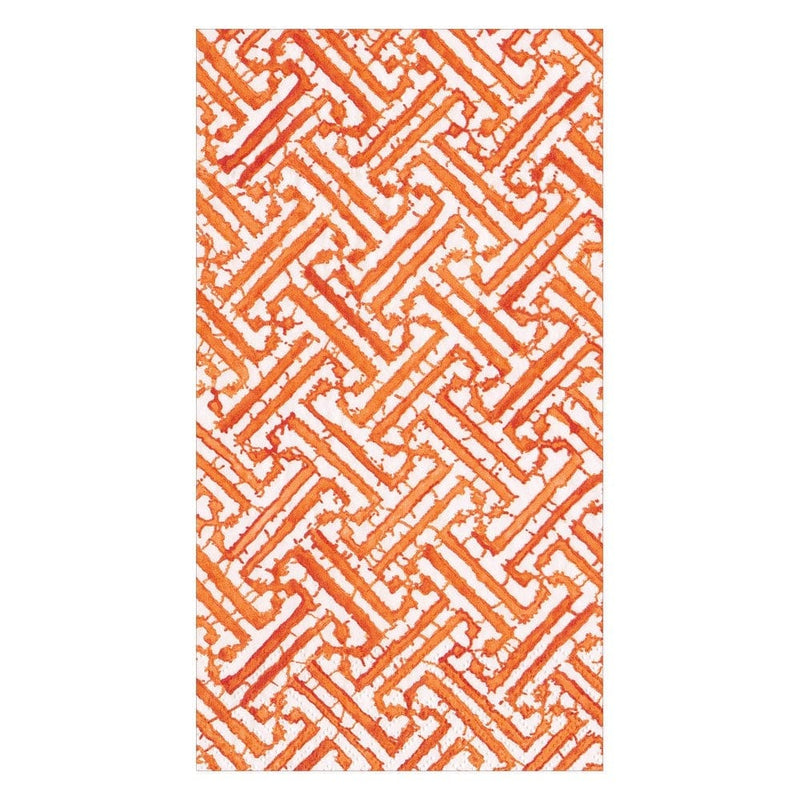 Fretwork Paper Guest Towel Napkins in Orange