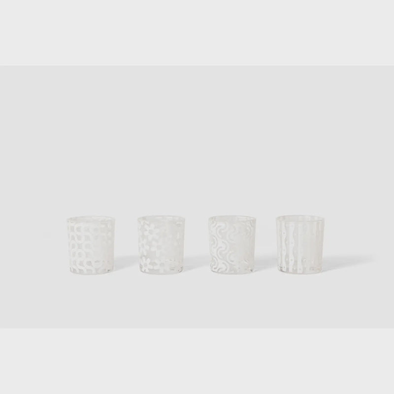 Pattern Glasses - White - Set of 4