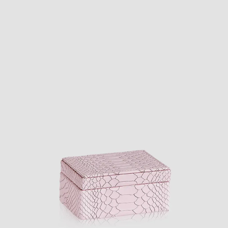 Small Box in Petal Pink Embossed Python Leather