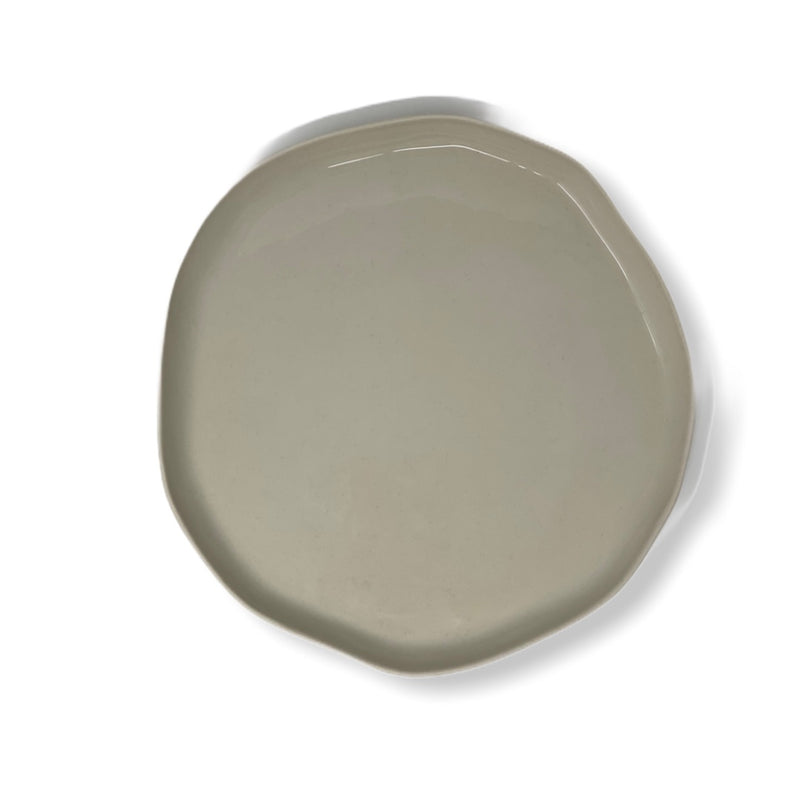 White Stoneware Flat Plate - Medium