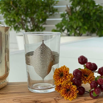 Janice Desi Moroccan Painted Tea Glass - Silver