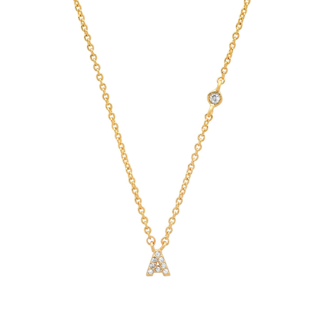 CZ Initial Necklace - A