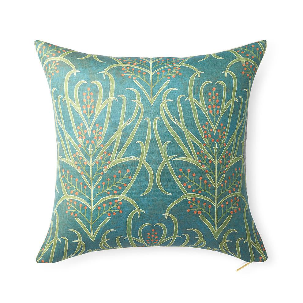 Teal Vines Suzani Euro Pillow with Insert - 26" x 26"