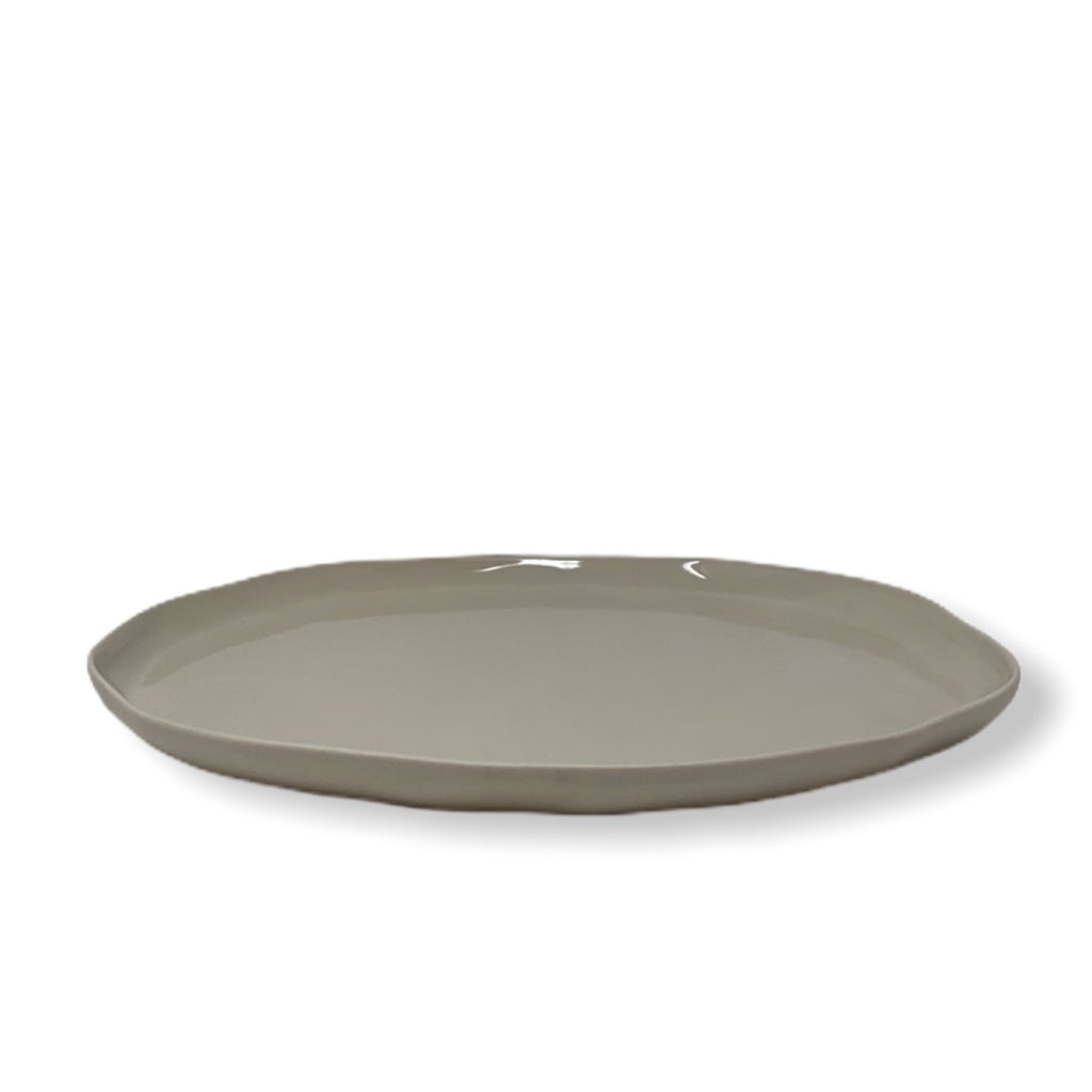 White Stoneware Flat Plate - Medium