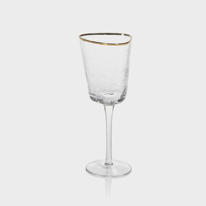 Aperitivo Triangular Wine Glass - Clear with Gold Rim