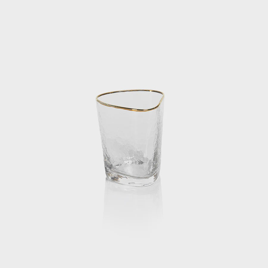 Double Old Fashioned Glass - Clear with Gold Rim