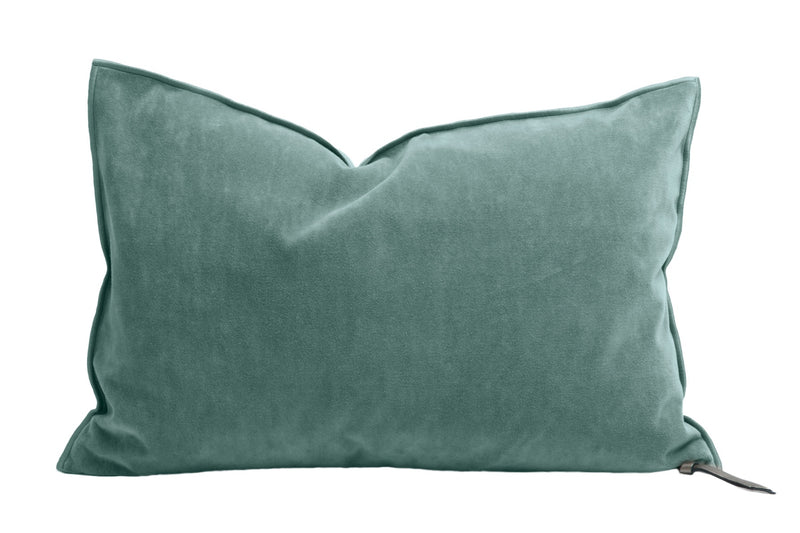 Vice Versa Vintage Velvet Cushion with Insert - Aqua - 16"x24"