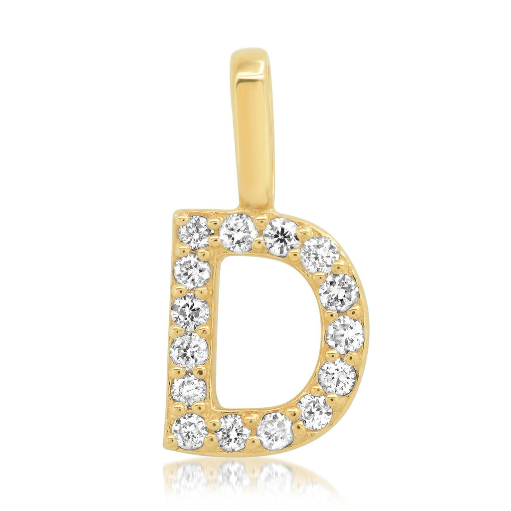 14k Gold Diamond Initial Charm - D