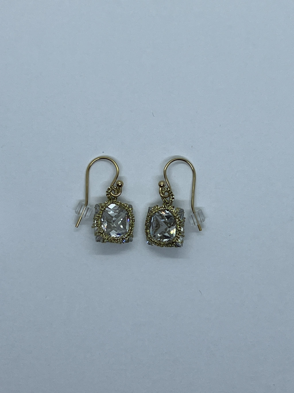 Caged Square CZ Earrings
