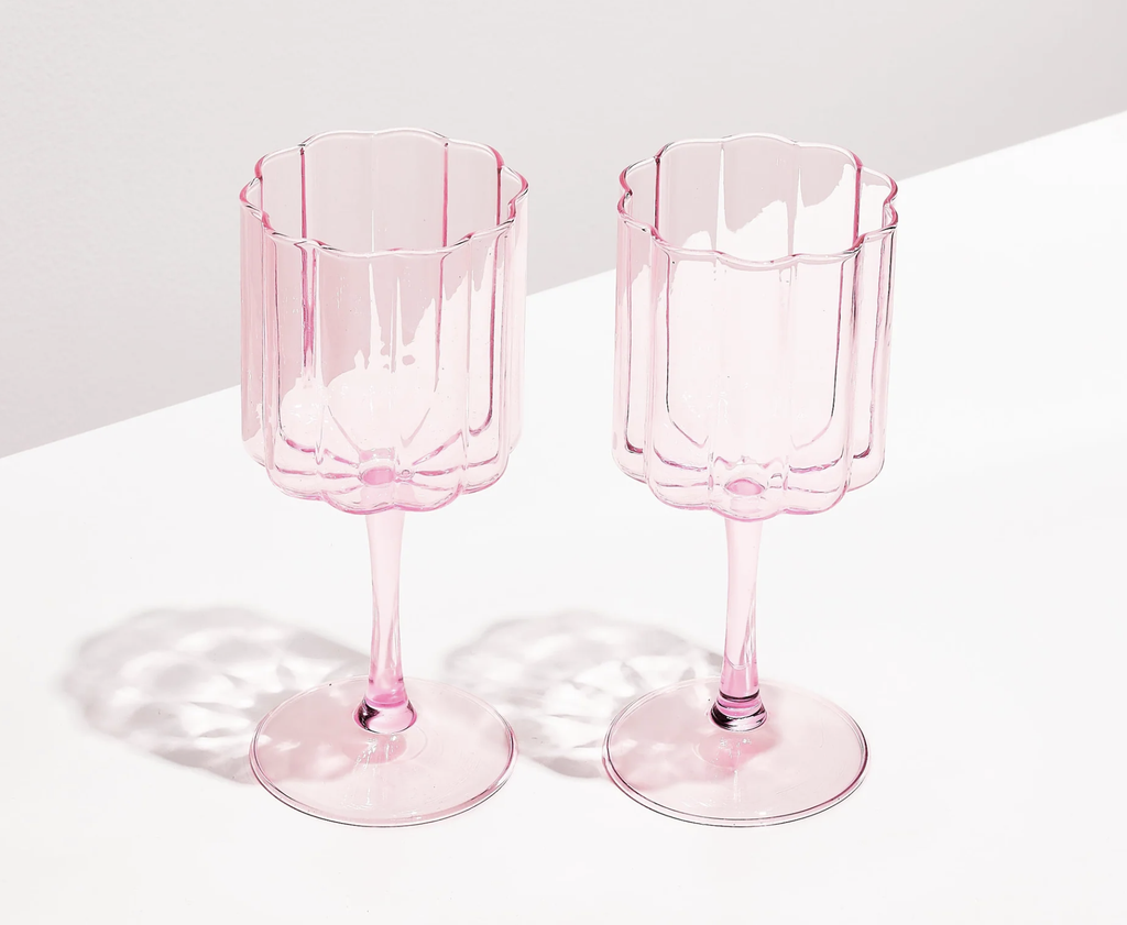 Wave Wine Glass - Pink