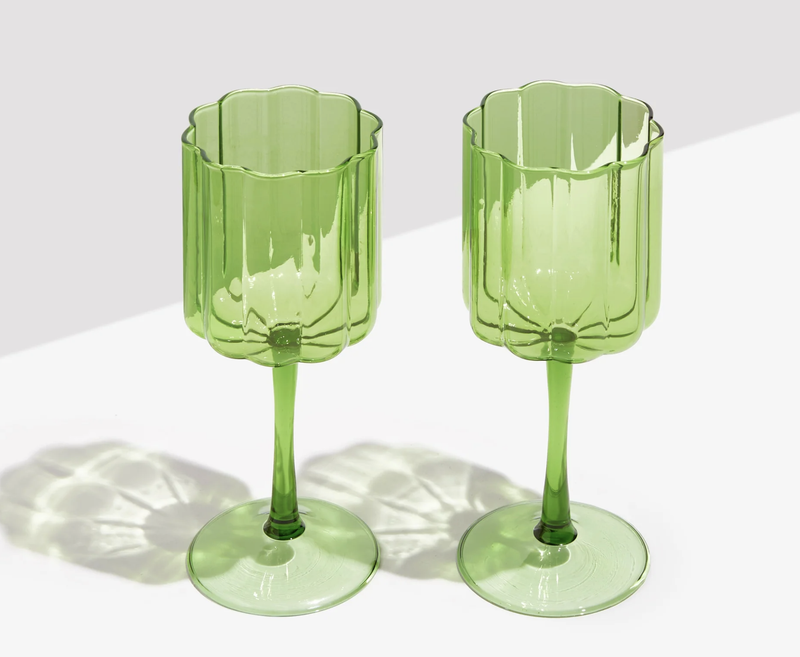 Wave Wine Glass - Green