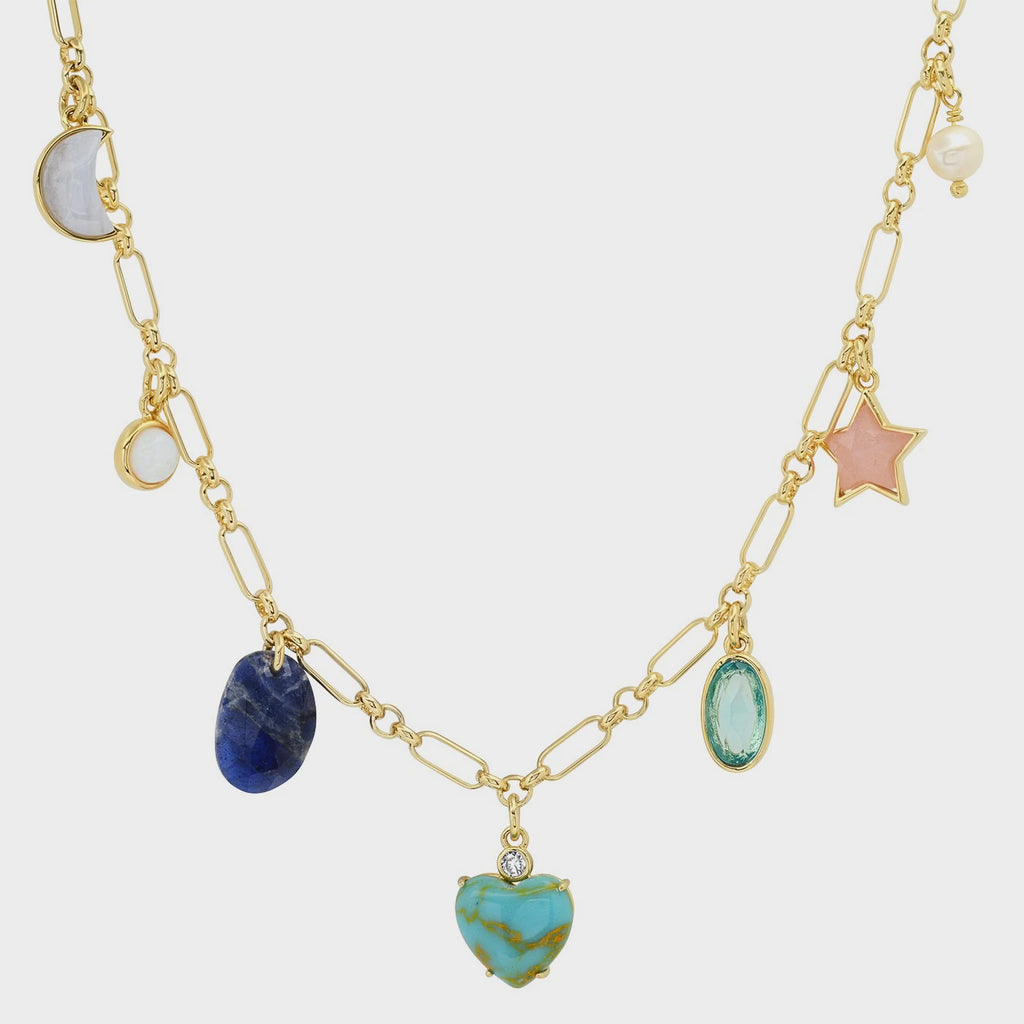 Heart and Moon Charm Necklace