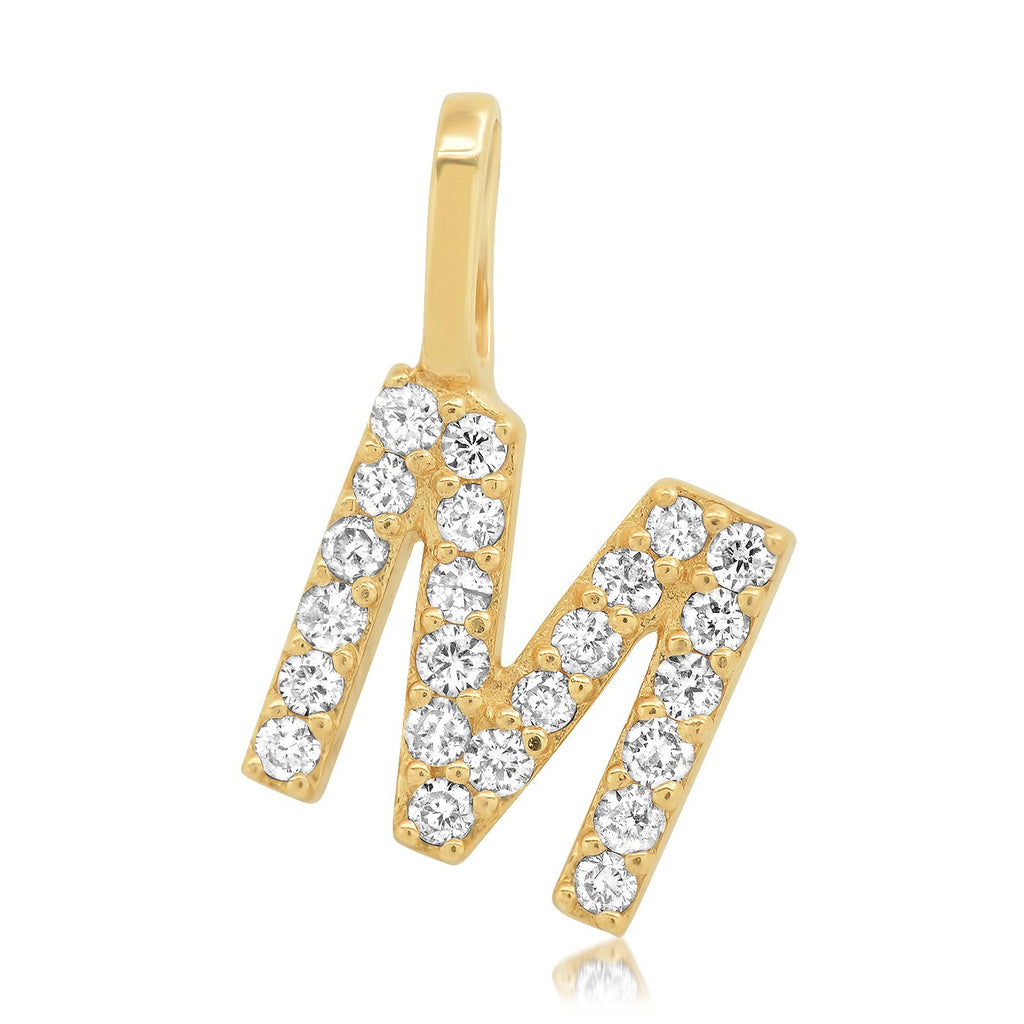 14k Gold diamond Initial Charm - M