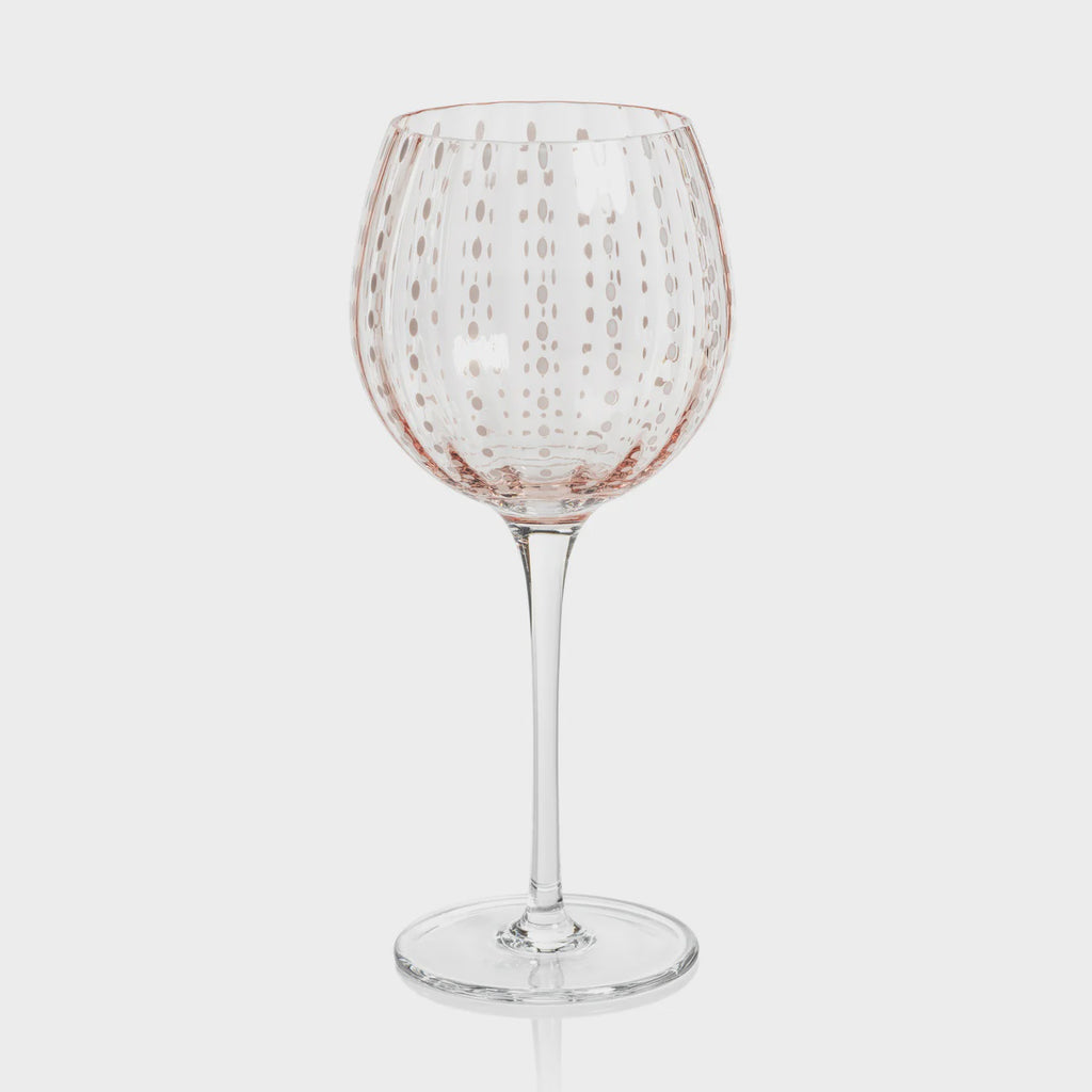 Portofino White Dot Glassware - Pink - Wine Glass