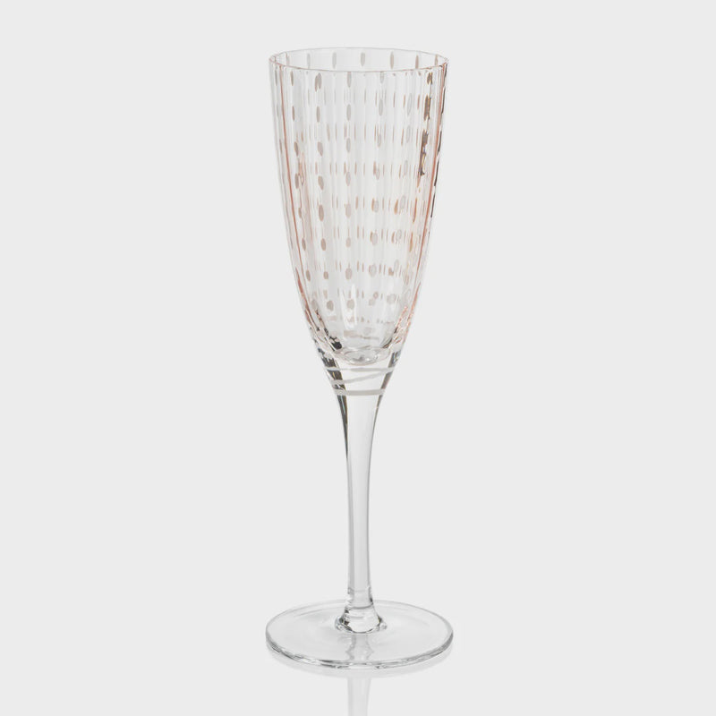 Portofino White Dot Glassware - Pink - Champagne Flute