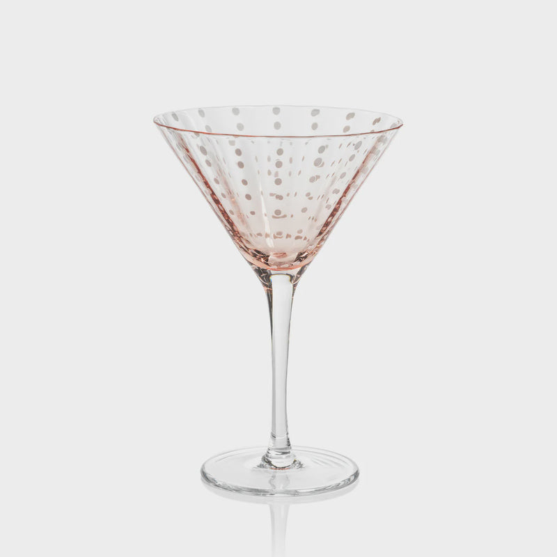 Portofino White Dot Glassware - Pink - Martini Glass