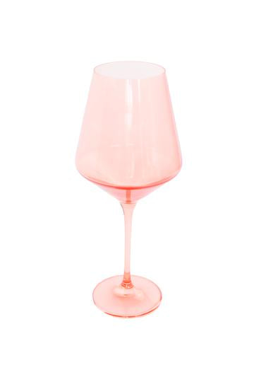 Colored Wine Stemware - Coral Peach Pink