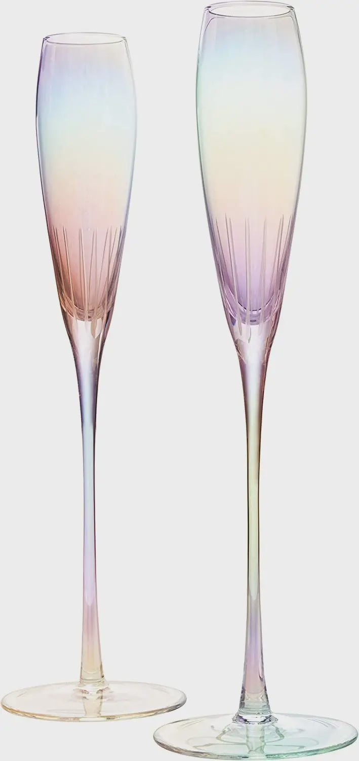 Tall Iridescent Champagne Flute