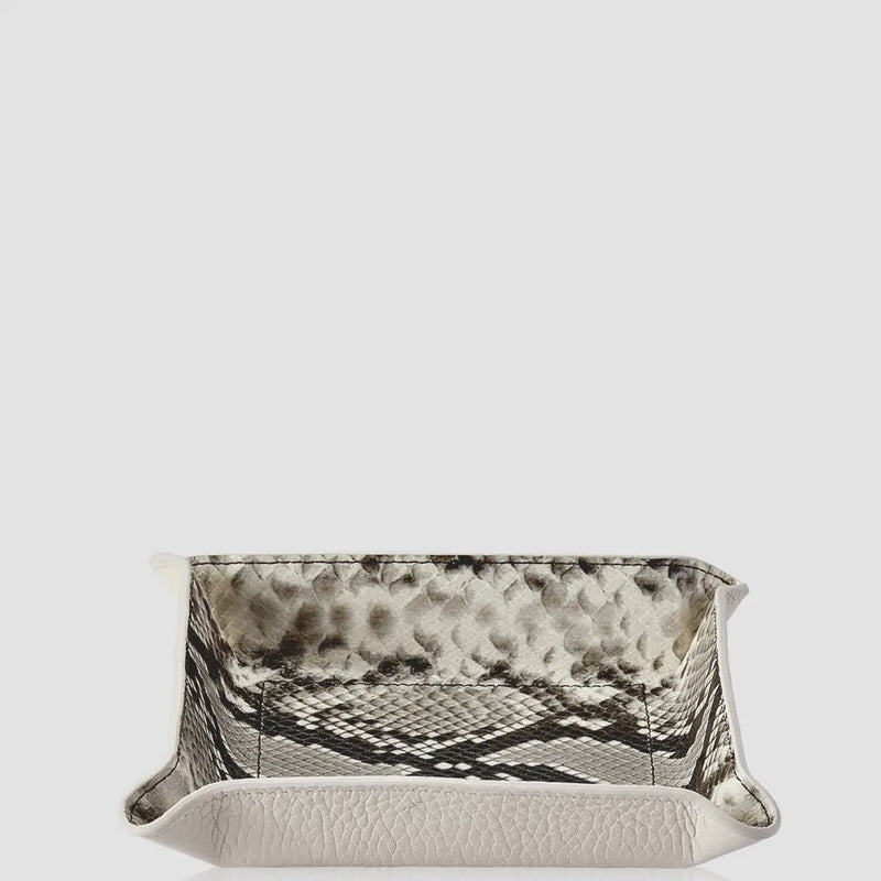 Metal Valet Tray in Natural Printed Python Leather