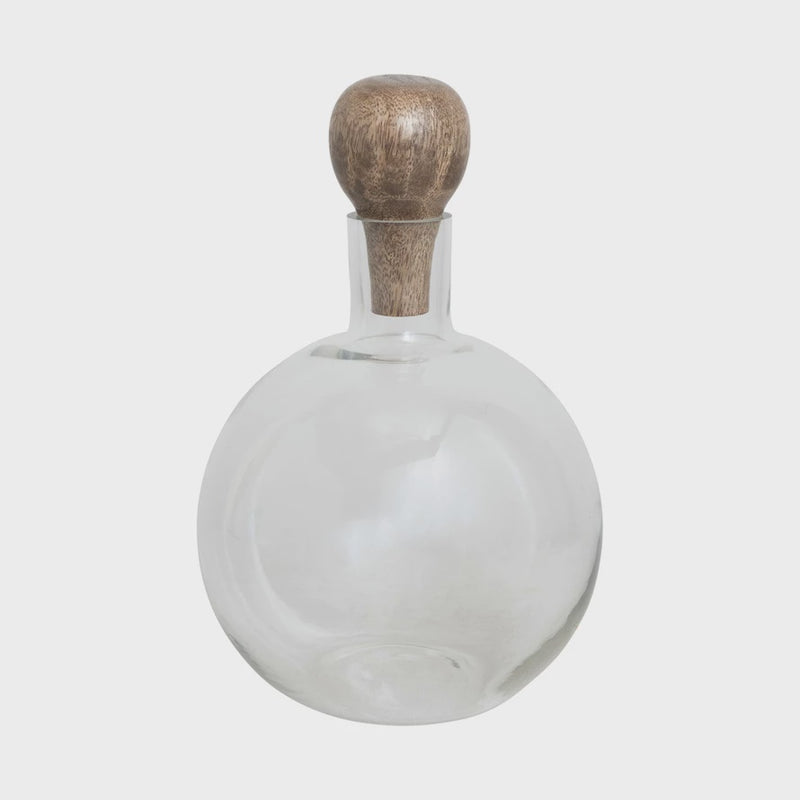 Decanter with Mango Wood Stopper 6" D x 10" H