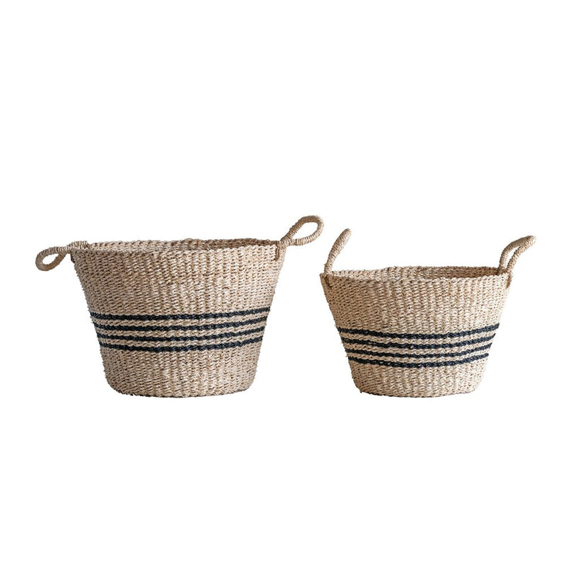 Woven Striped Basket - 15.75" x 9.75"H